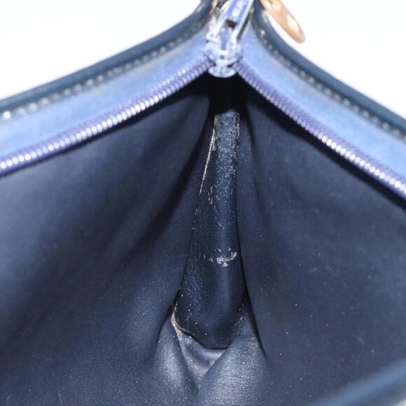 Christian Dior Trotter Canvas Shoulder Bag Navy Gold Auth 126267 - Picture 12 of 16